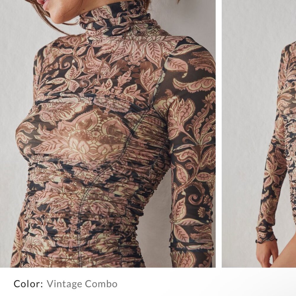 Free People Under It All Printed Mesh Bodysuit